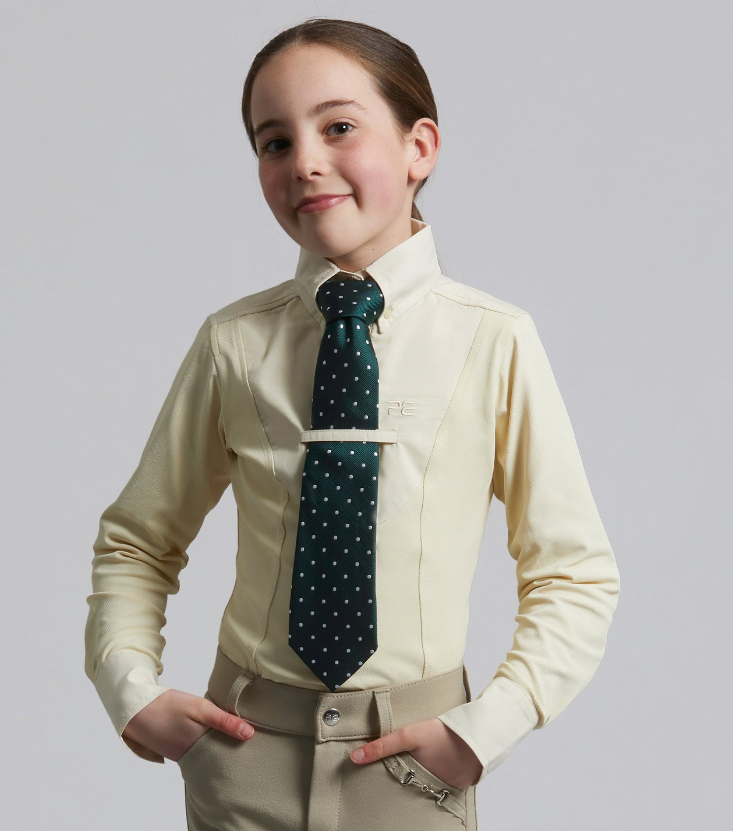 Premier Equine Tessa Girls Long Sleeve Show Shirt Vanilla