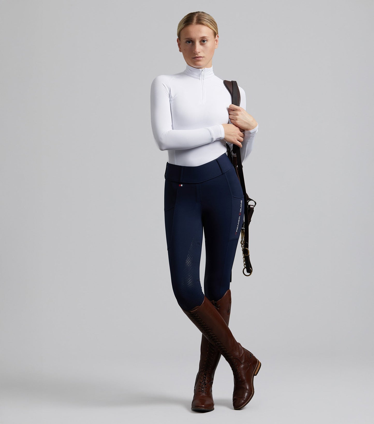 Premier Equine Mirillo Ladies Full Seat Gel Riding Tights - Navy