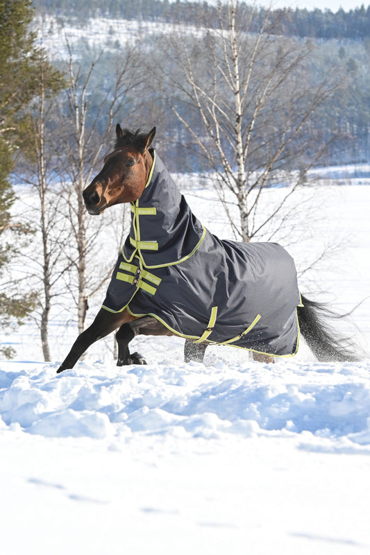Bucas Oasis 200g Turnout Rug With Neck - Grey/Lime
