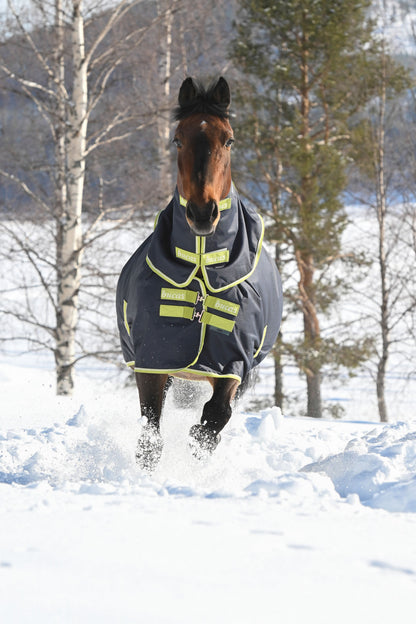 Bucas Oasis 200g Turnout Rug With Neck - Grey/Lime