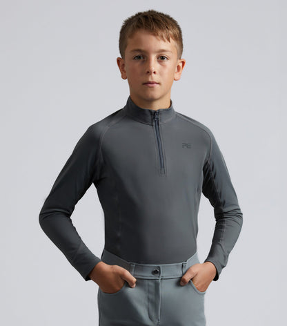 Premier Equine Junior Ombretta Technical Riding Top Anthracite Grey