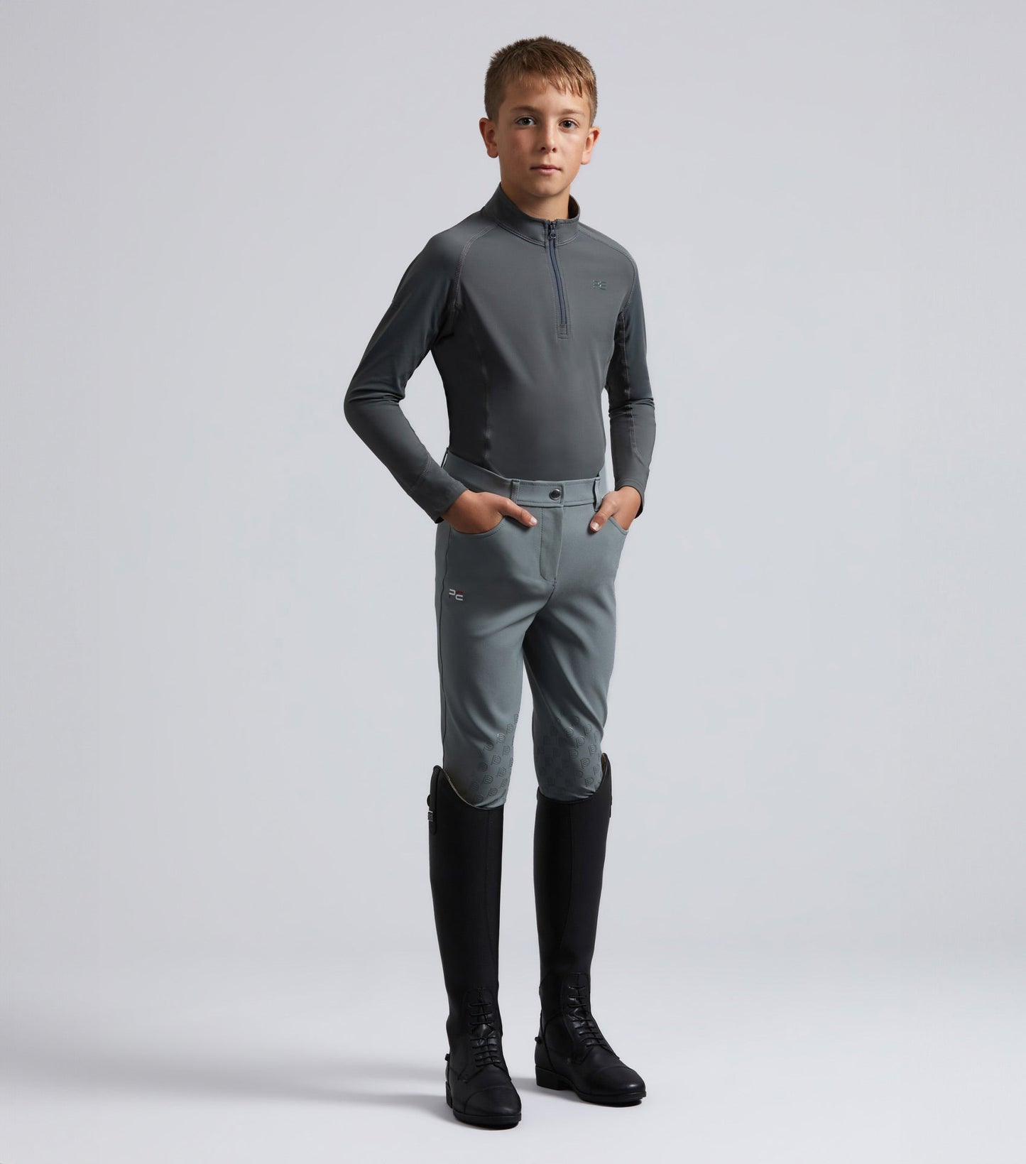 Premier Equine Junior Ombretta Technical Riding Top Anthracite Grey
