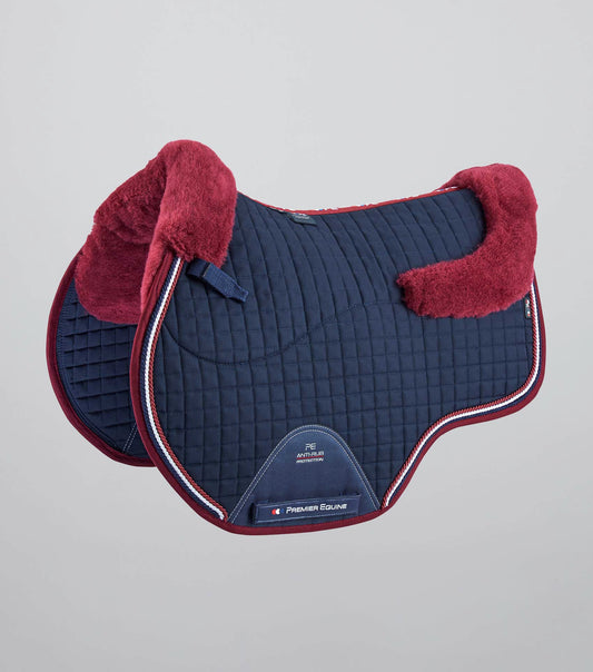 Premier Equine Pony Close Contact Merino Wool Half Lined European GP/ Jump Square Navy/Burgundy Wool