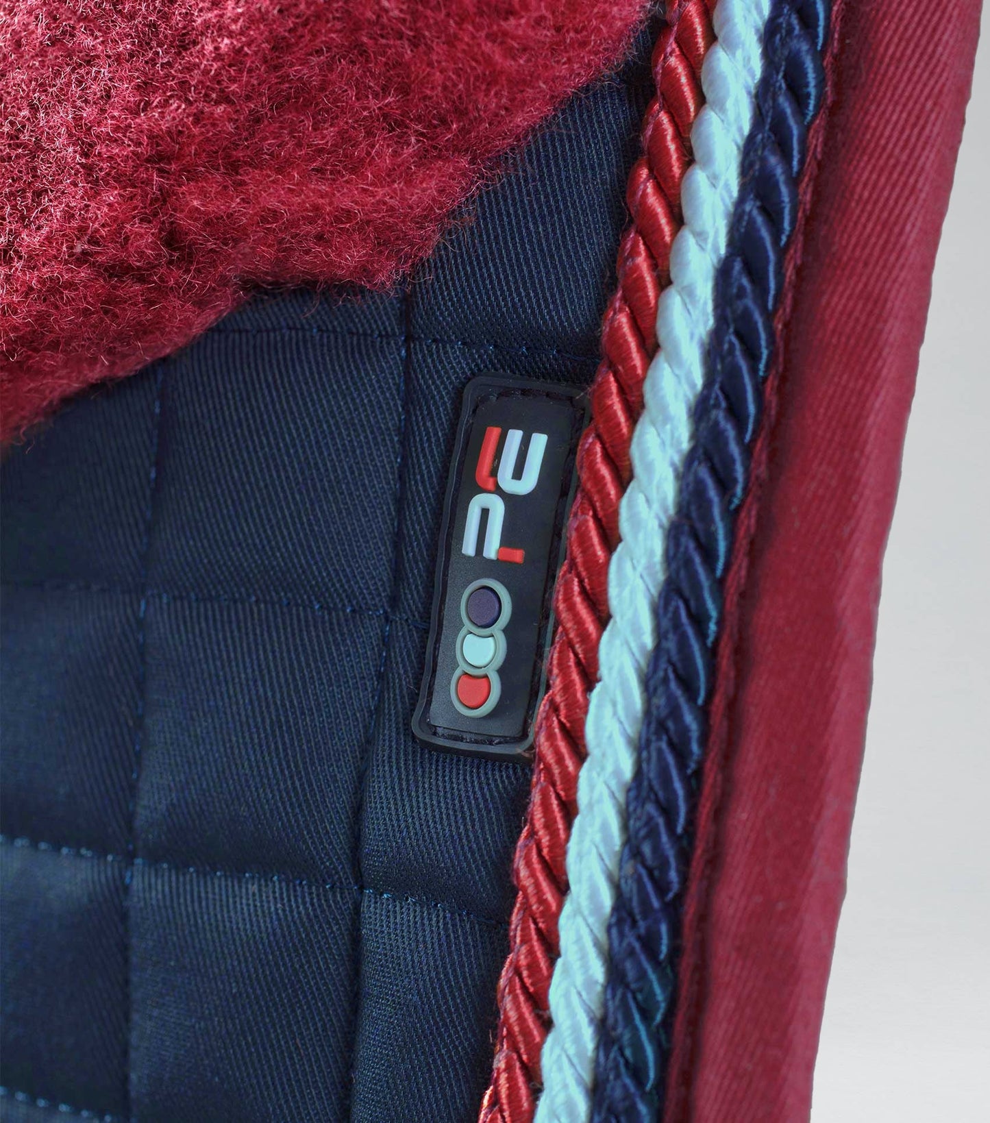 Premier Equine Pony Close Contact Merino Wool Half Lined European GP/ Jump Square Navy/Burgundy Wool