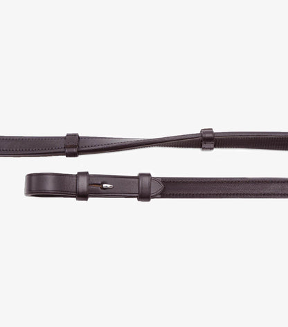 Premier Equine Salvatore Rubber & Leather Grip Reins Brown - N P Equestrian & Pet Supplies Ltd 