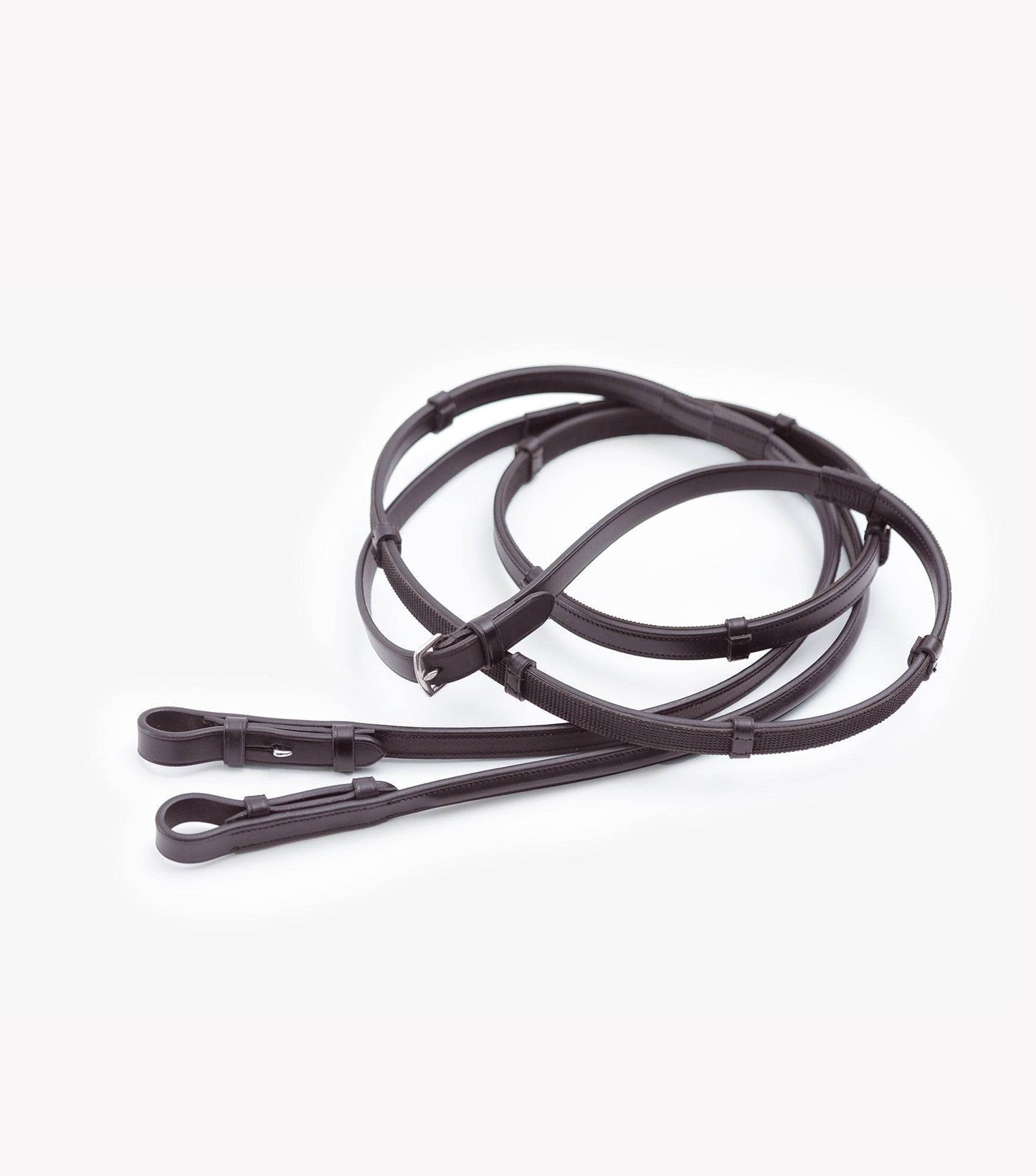 Premier Equine Salvatore Rubber & Leather Grip Reins Brown - N P Equestrian & Pet Supplies Ltd 