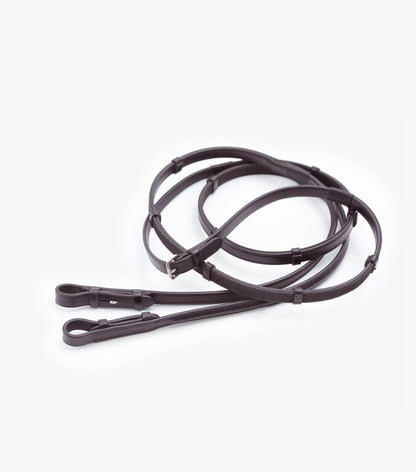 Premier Equine Salvatore Rubber & Leather Grip Reins Brown - N P Equestrian & Pet Supplies Ltd 