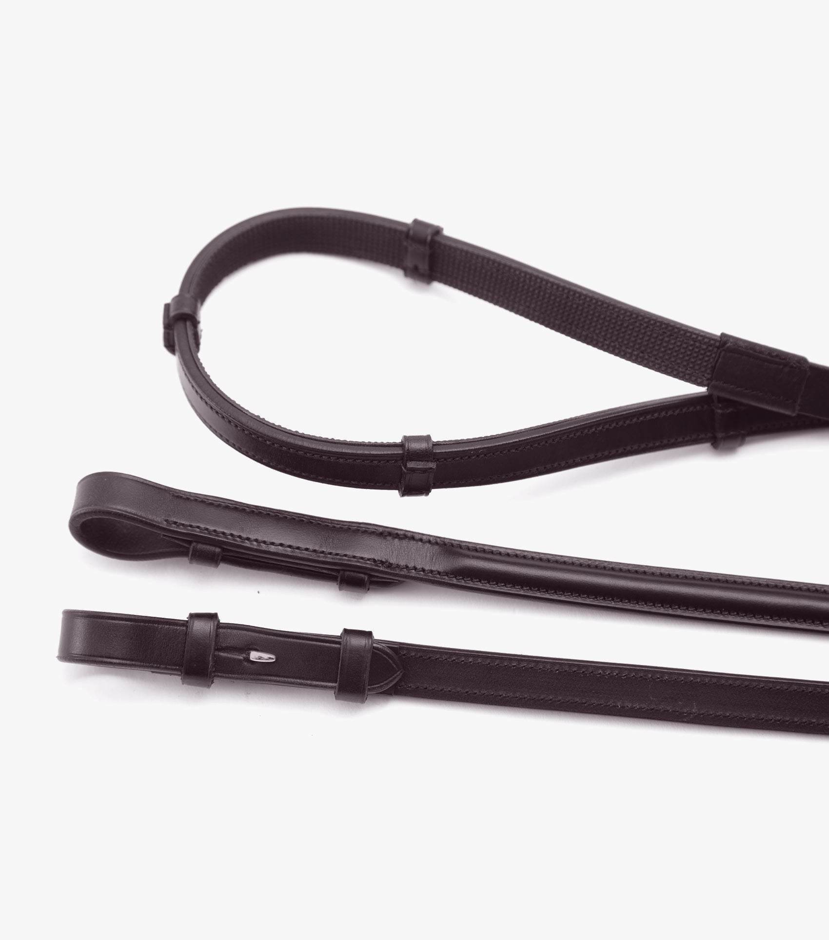 Premier Equine Salvatore Rubber & Leather Grip Reins Brown - N P Equestrian & Pet Supplies Ltd 