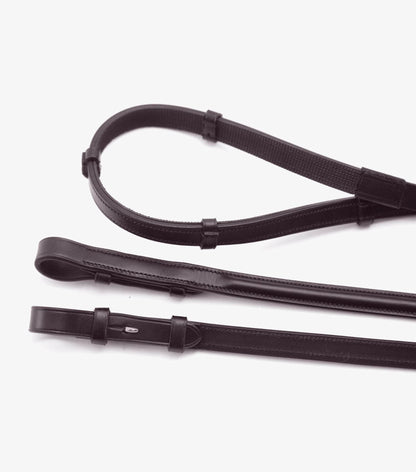 Premier Equine Salvatore Rubber & Leather Grip Reins Brown - N P Equestrian & Pet Supplies Ltd 