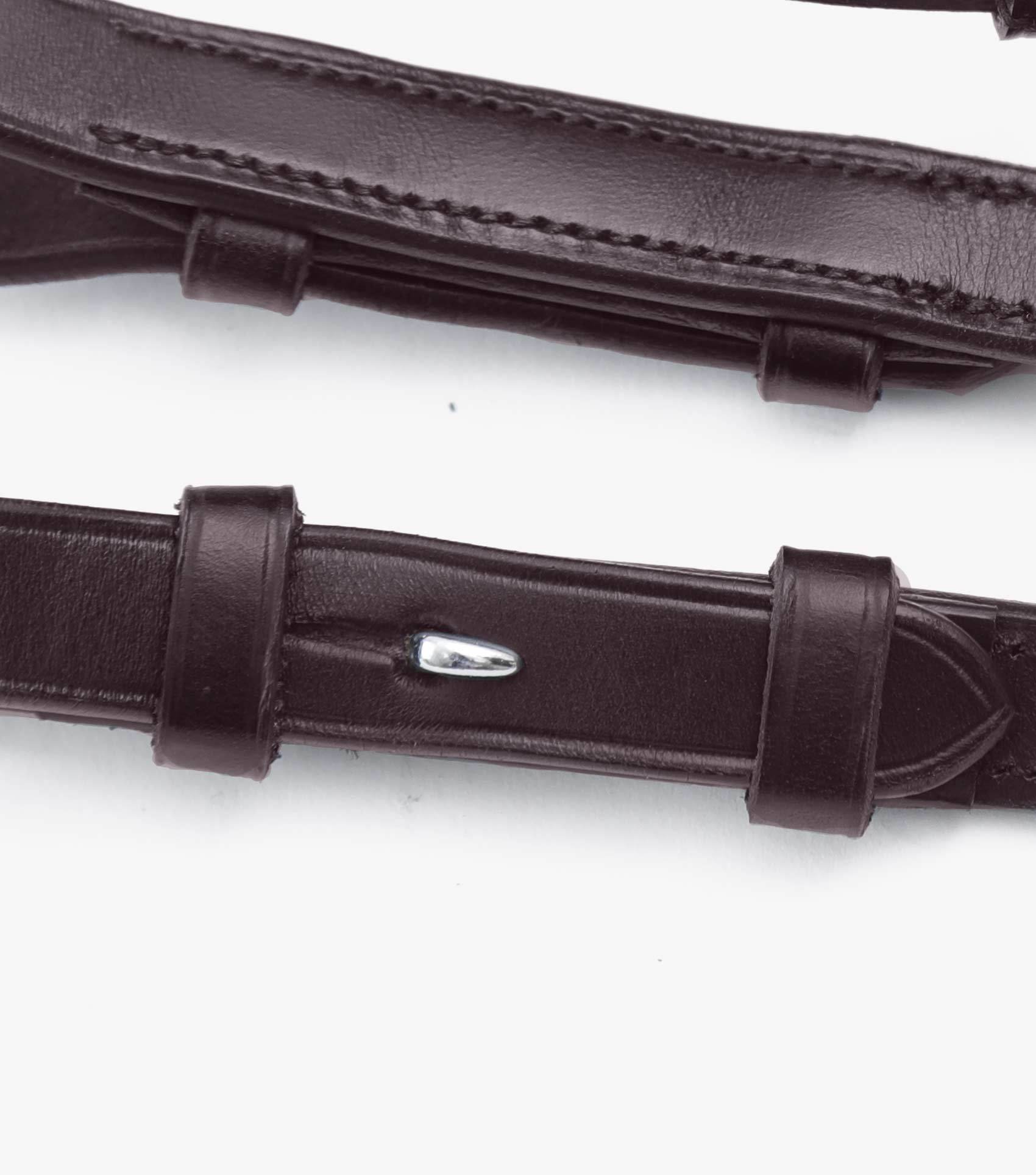 Premier Equine Salvatore Rubber & Leather Grip Reins Brown - N P Equestrian & Pet Supplies Ltd 