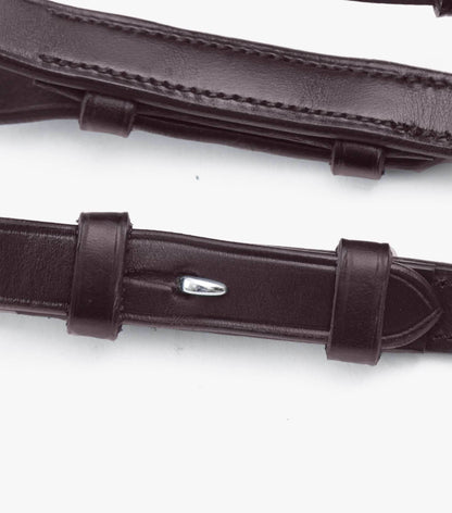 Premier Equine Salvatore Rubber & Leather Grip Reins Brown - N P Equestrian & Pet Supplies Ltd 