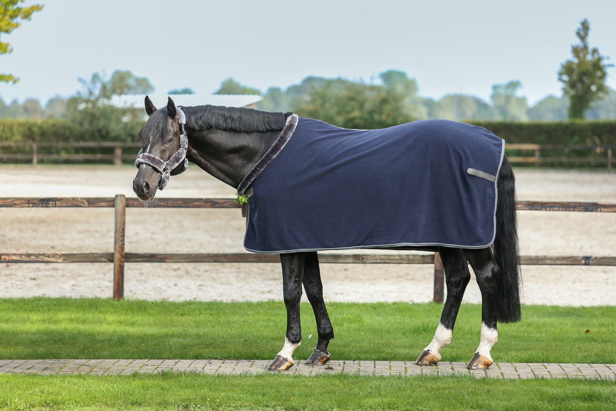 Bucas Show-Line 600g Fleece Rug - Navy/Grey
