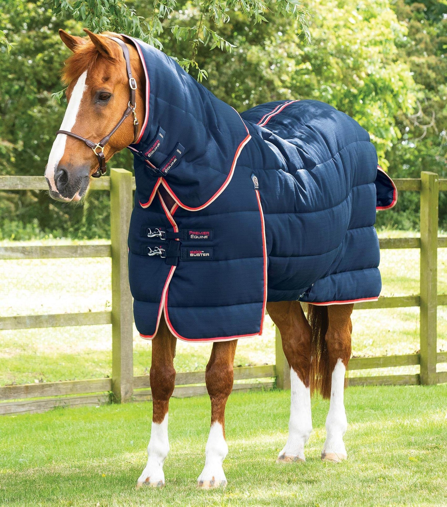 Premier Equine Stable Buster 200g Stable Rug with Neck Cover Navy - N P Equestrian & Pet Supplies Ltd 