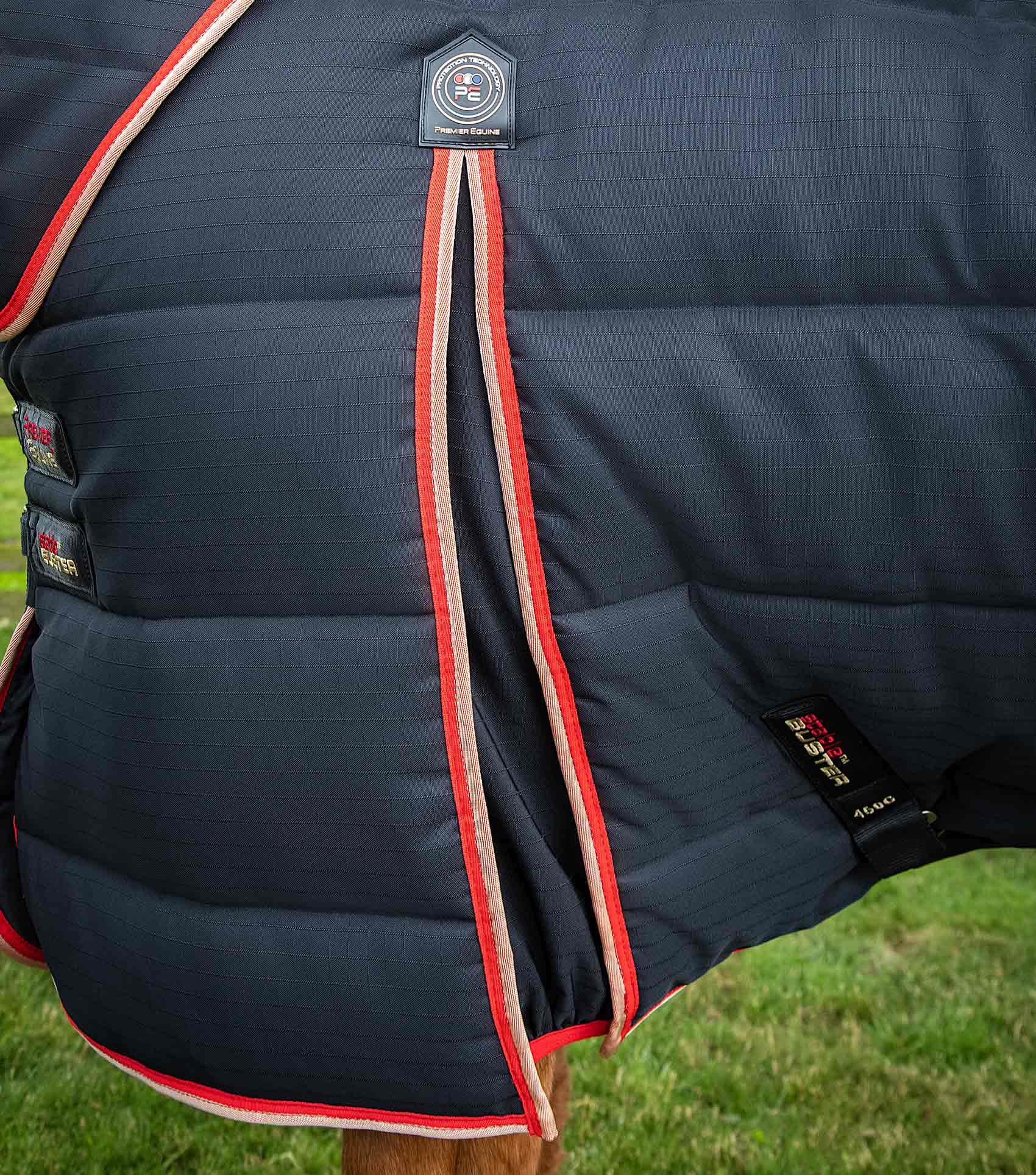 Premier Equine Stable Buster 450g Stable Rug with Neck Cover Black - N P Equestrian & Pet Supplies Ltd 