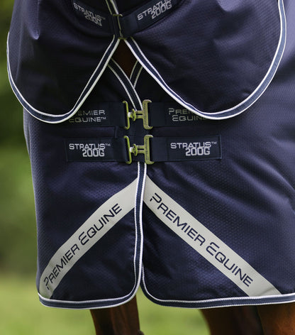 Premier Equine Stratus 600D Series 200g Turnout Rug with Classic Neck Cover - Navy