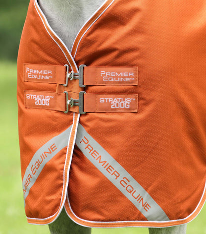 Premier Equine Stratus 600D Series 200g Turnout Rug with Classic Neck Cover - Orange