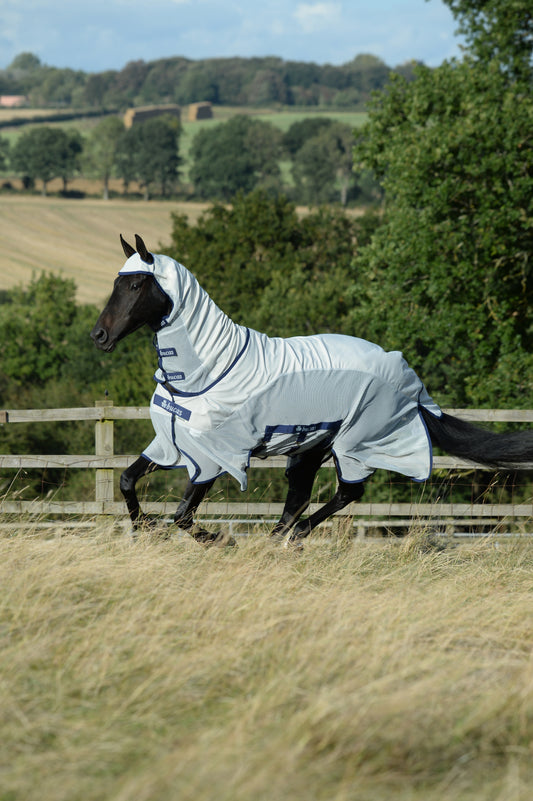 Bucas Sweet-Itch X Light Combi Neck Fly Rug - Silver