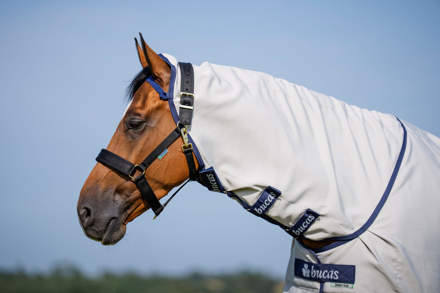 Bucas Sweet-Itch Full Neck Fly Rug - Silver/Blue
