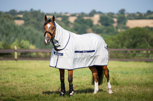 Bucas Sweet-Itch Full Neck Fly Rug - Silver/Blue