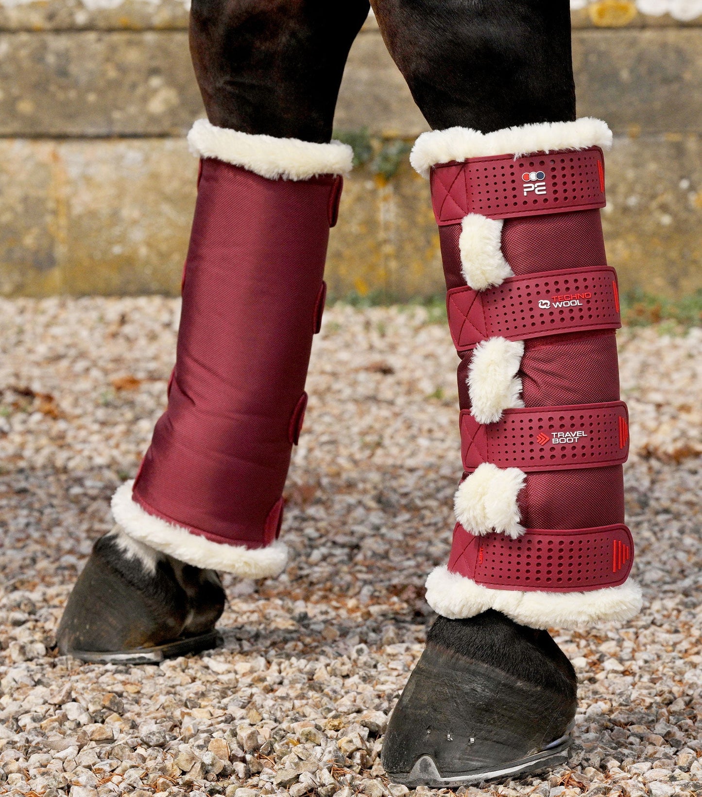 Premier Equine Techno Wool Travel Boots - Burgundy