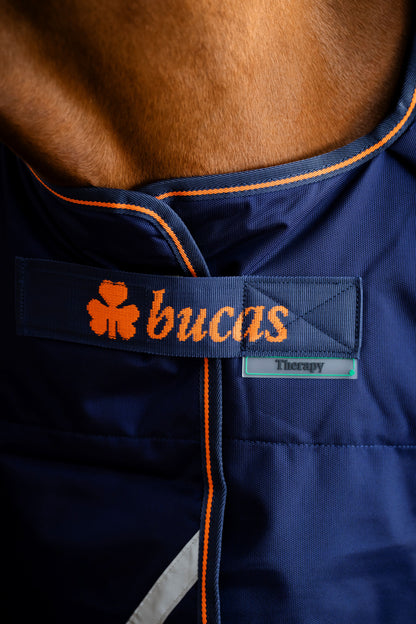 Bucas Therapy Light Turnout Rug - Navy/Orange