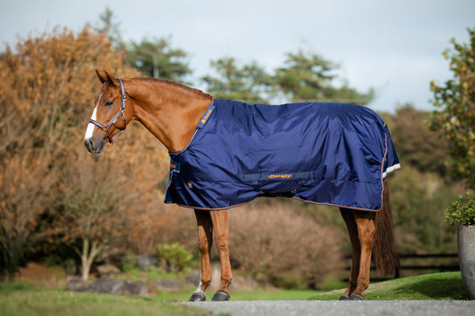 Bucas Therapy Light Turnout Rug - Navy/Orange