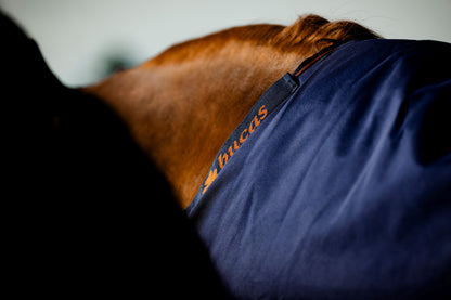 Bucas Therapy Light Turnout Rug - Navy/Orange