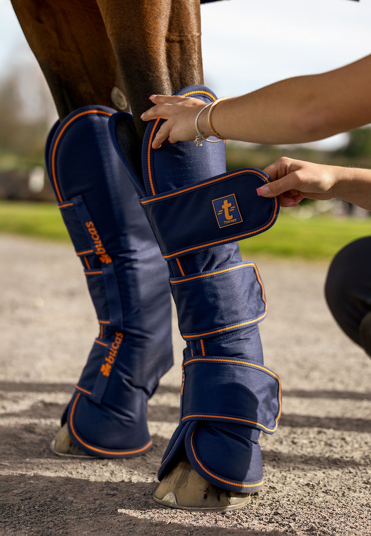 Bucas Therapy Travel Boots - Navy/Orange