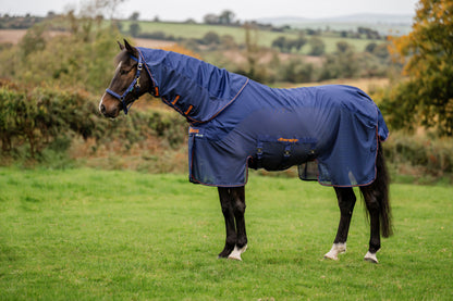 Bucas Therapy X-Range Rain Rug with Neck Cover - Navy/Orange