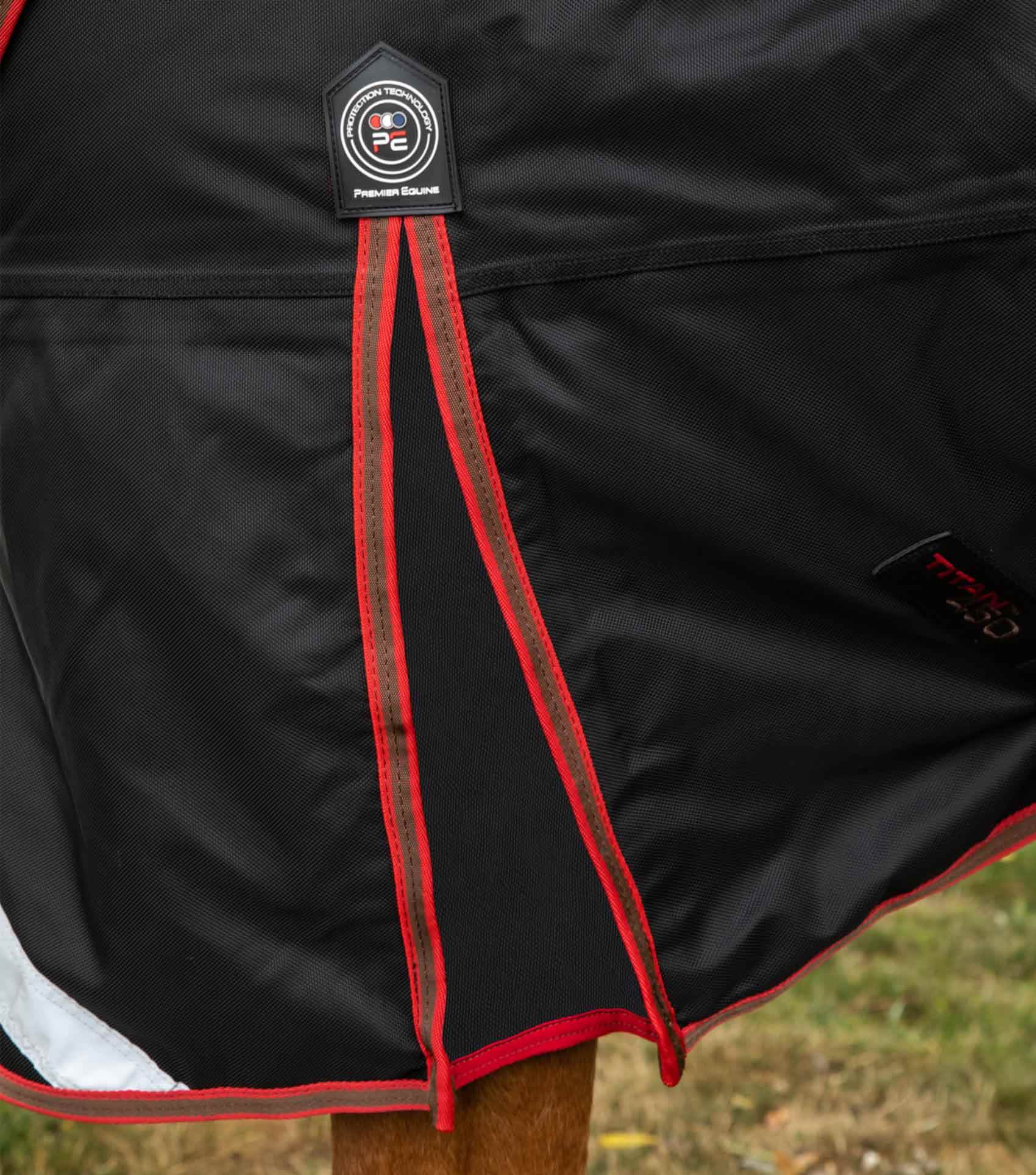 Premier Equine Titan 450g Turnout Rug with Snug-Fit Neck Cover Black - N P Equestrian & Pet Supplies Ltd 