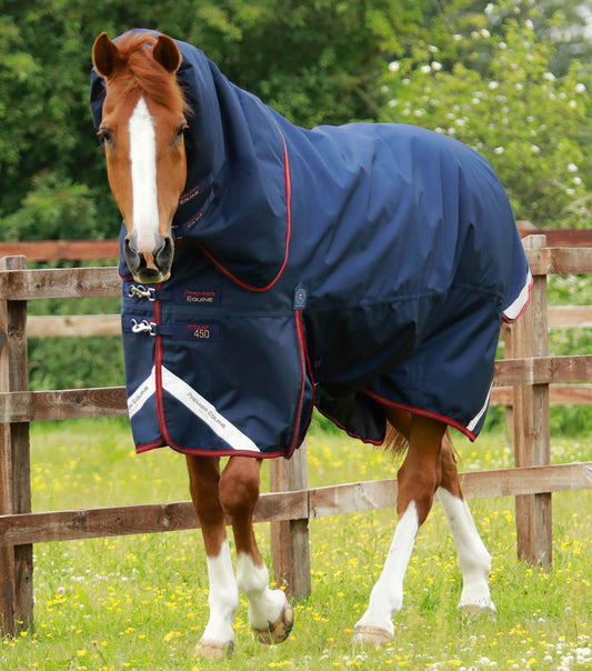 Premier Equine Titan 450g Turnout Rug with Snug-Fit Neck Cover Navy - N P Equestrian & Pet Supplies Ltd 