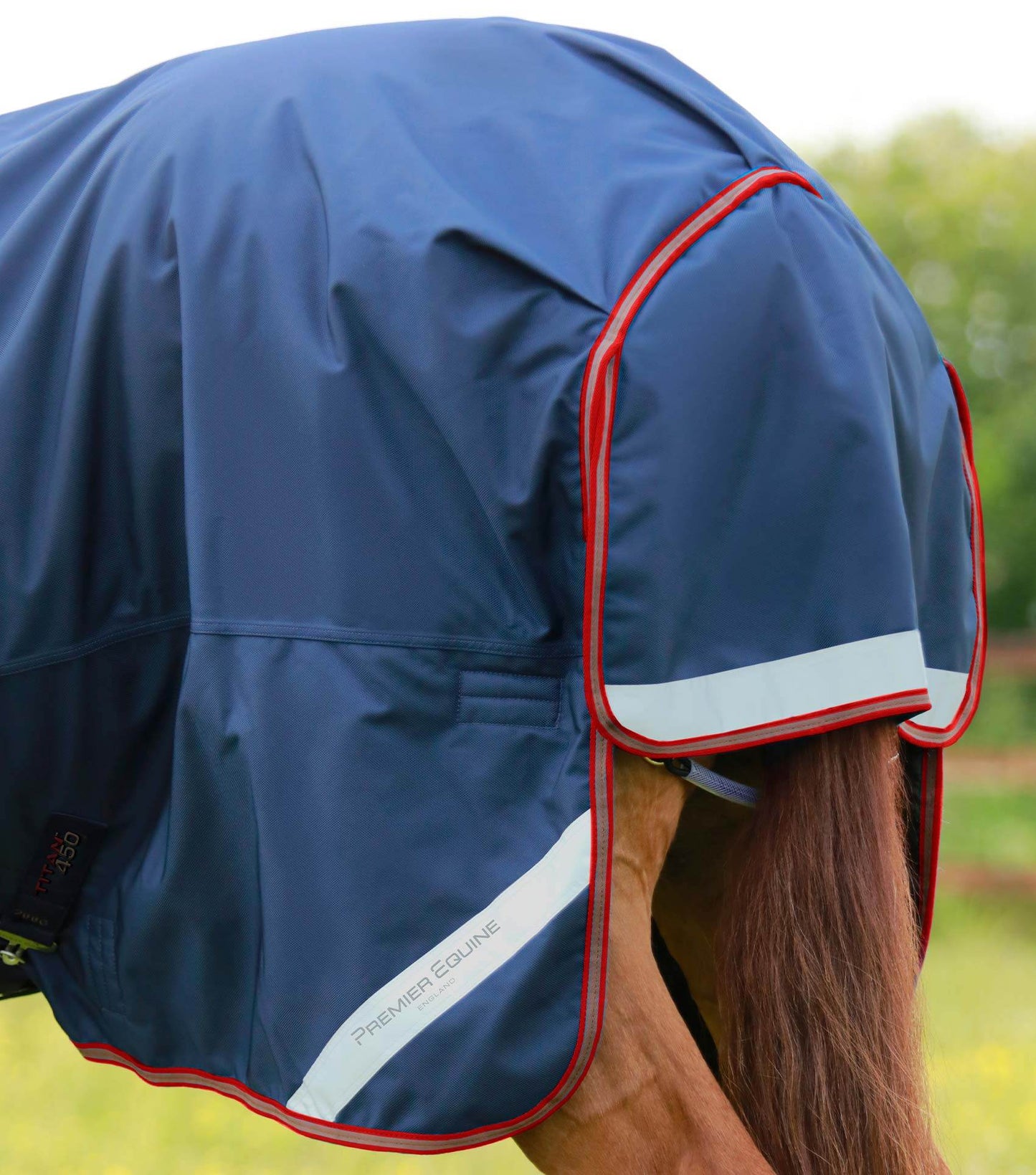 Premier Equine Titan 450g Turnout Rug with Snug-Fit Neck Cover Navy - N P Equestrian & Pet Supplies Ltd 