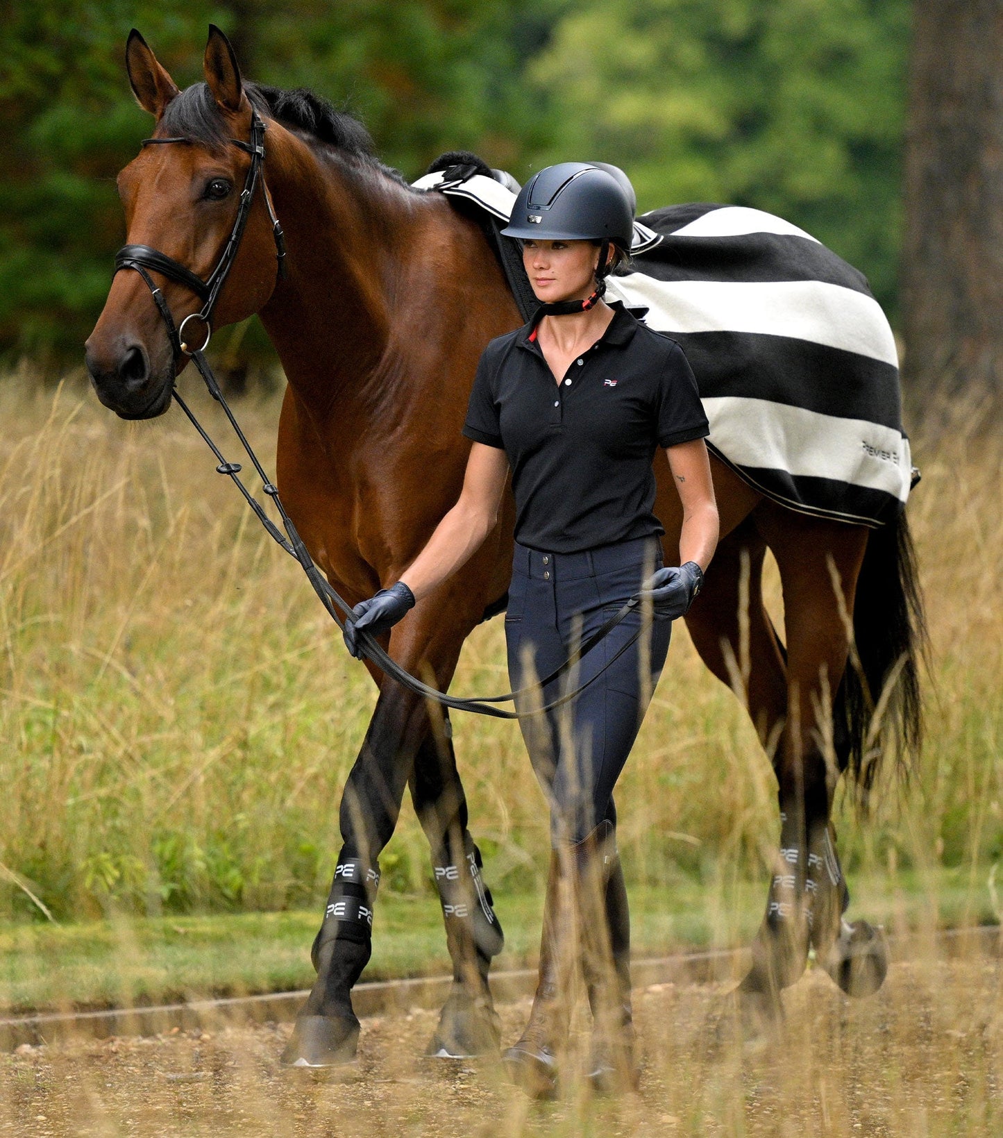 Premier Equine Vellus Horse Fleece Exercise Rug Black/White
