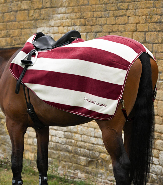 Premier Equine Vellus Horse Fleece Exercise Rug Burgundy/White