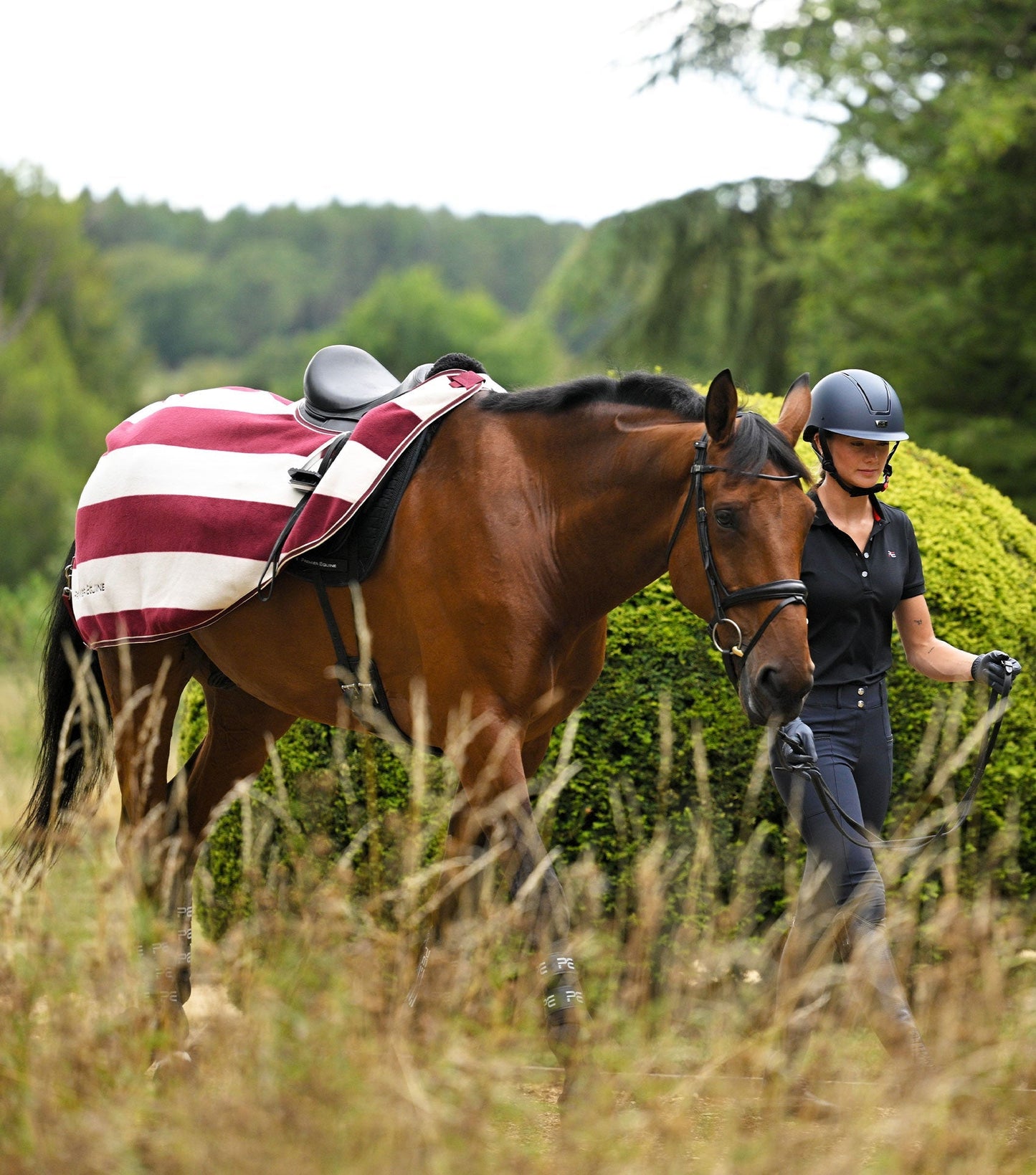 Premier Equine Vellus Horse Fleece Exercise Rug Burgundy/White