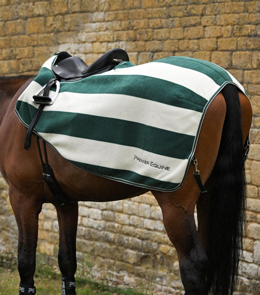 Premier Equine Vellus Horse Fleece Exercise Rug Green/White