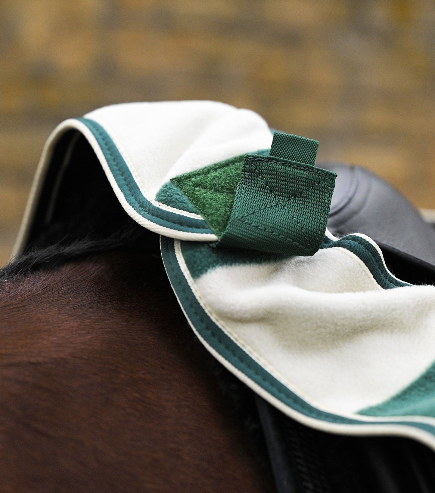 Premier Equine Vellus Horse Fleece Exercise Rug Green/White