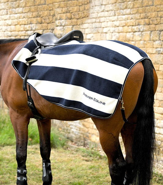 Premier Equine Vellus Horse Fleece Exercise Rug Navy/White