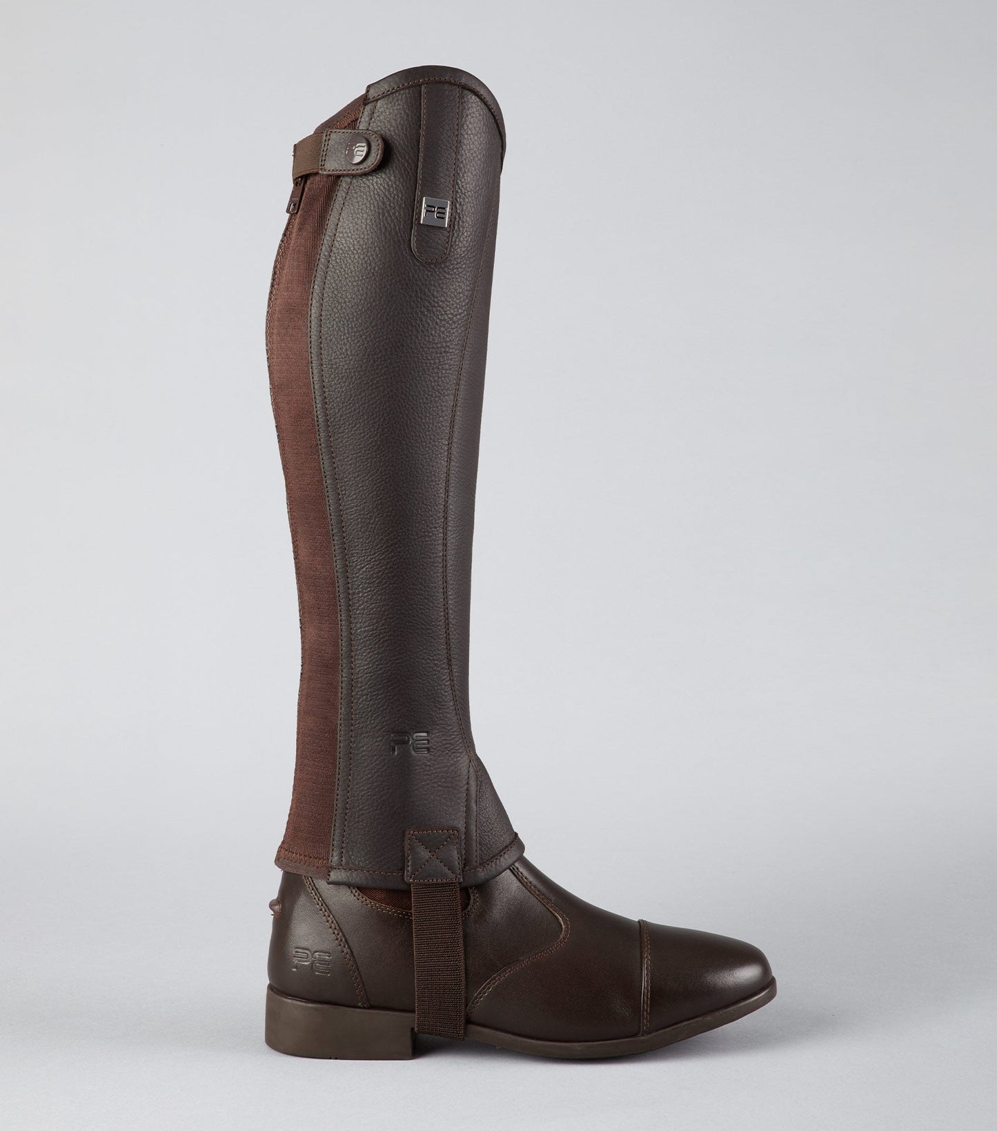 Premier Equine Actio Leather Half Chaps Brown