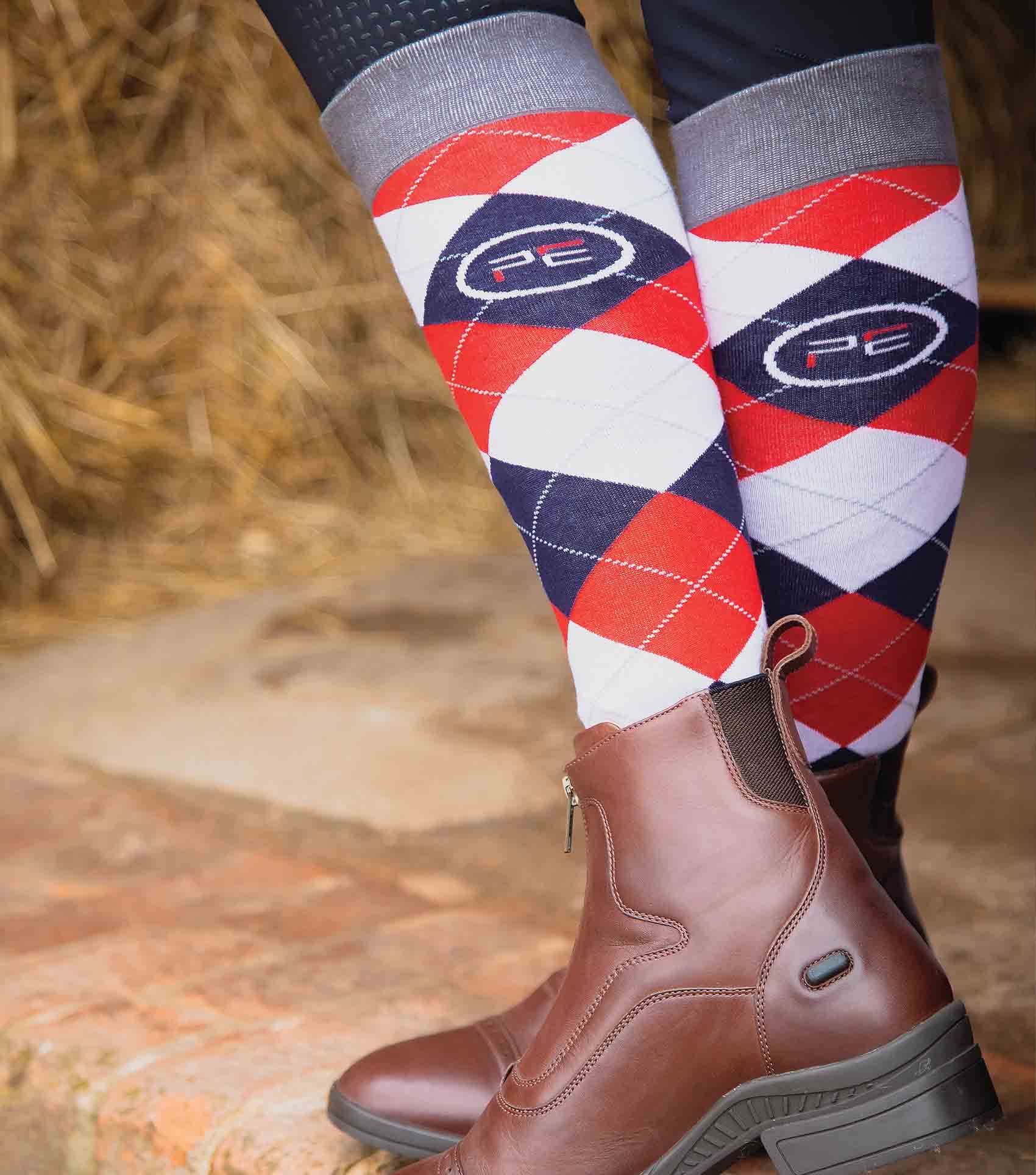 Premier Equine Adults 4 Season Socks (2 Pairs) Classic Check - N P Equestrian & Pet Supplies Ltd 