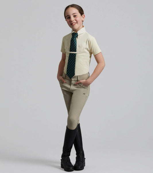 Premier Equine Brava Girls Full Seat Gel Competition Riding Breeches Beige - N P Equestrian & Pet Supplies Ltd 