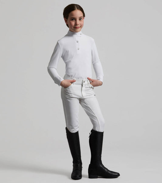 Premier Equine Brava Girls Full Seat Gel Competiton Riding Breeches White - N P Equestrian & Pet Supplies Ltd 