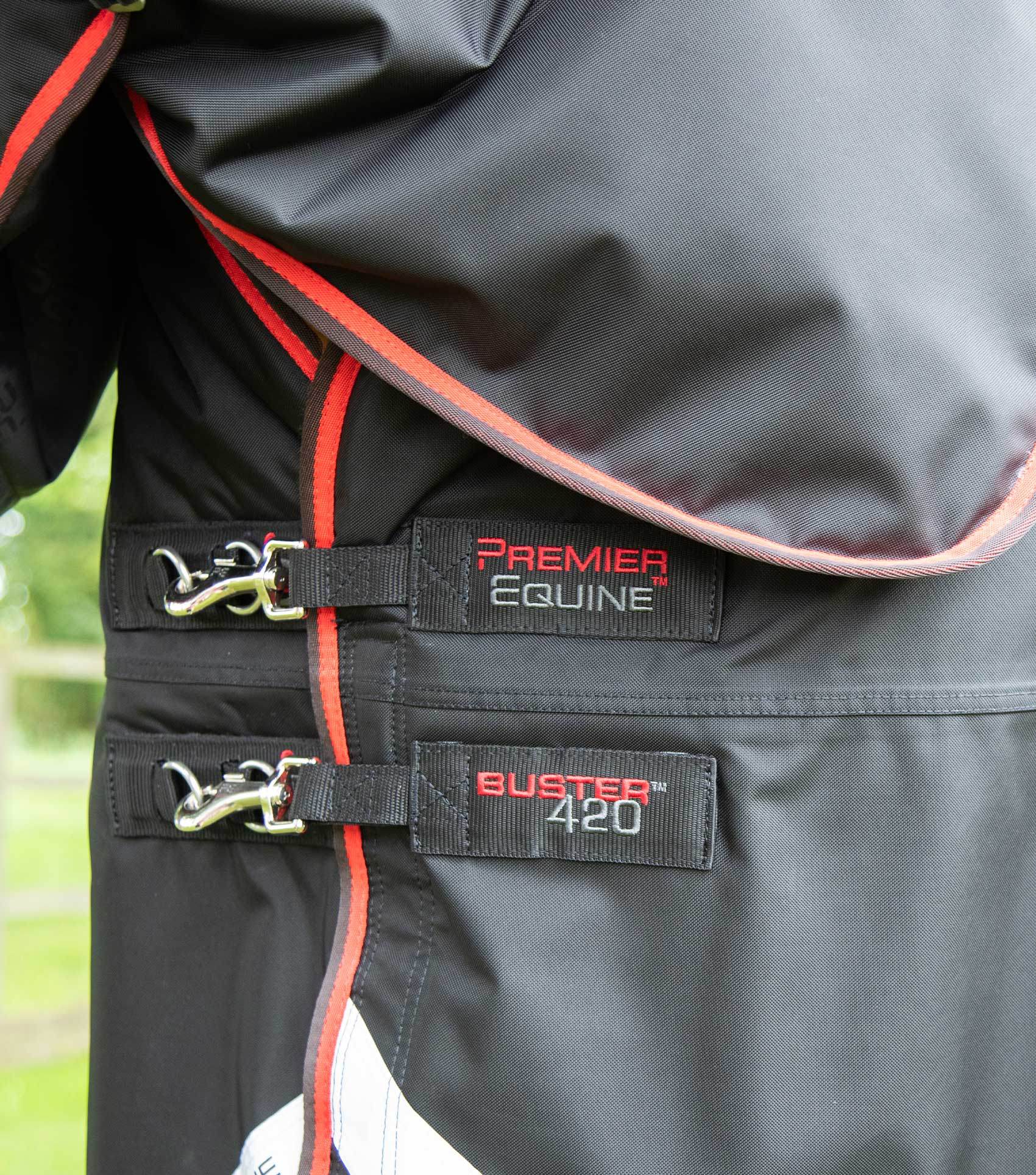 Premier Equine Buster 420g Turnout Rug with Classic Neck Cover Black - N P Equestrian & Pet Supplies Ltd 