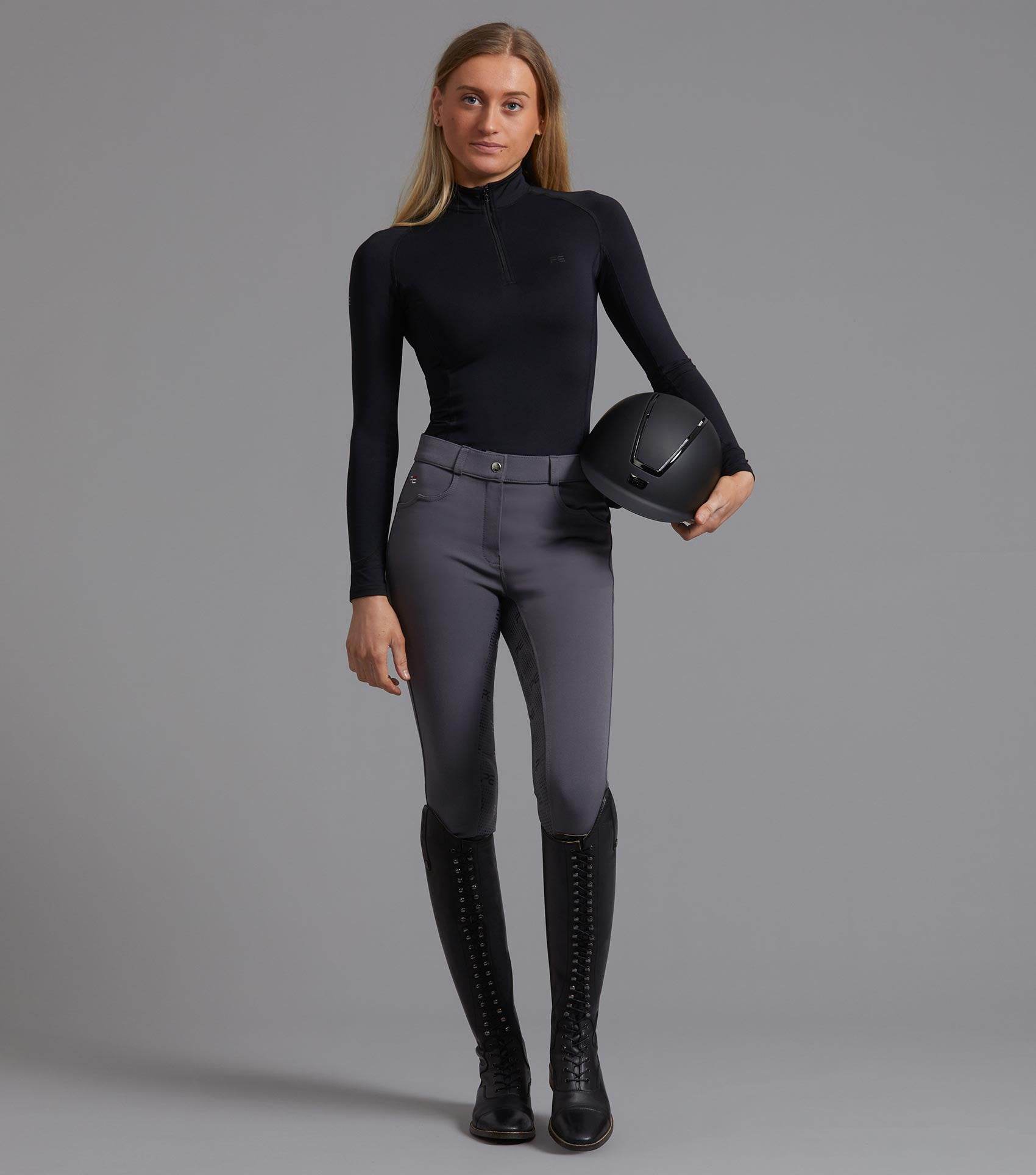 Premier Equine Cassa Ladies Full Seat Gel Riding Breeches Anthracite - N P Equestrian & Pet Supplies Ltd 