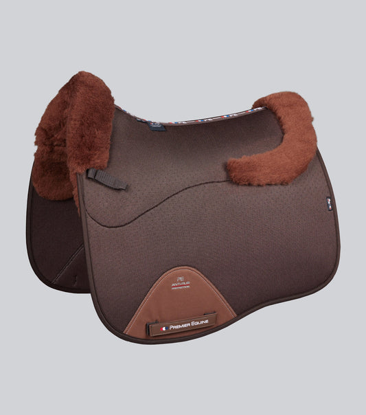 Premier Equine Close Contact Airtechnology Shockproof Wool Saddle Pad - Dressage Square Brown/Brown Wool