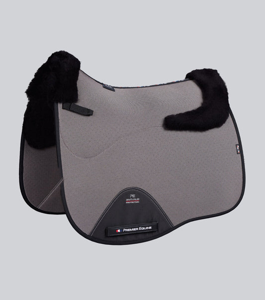 Premier Equine Close Contact Airtechnology Shockproof Wool Saddle Pad - Dressage Square Grey/Black Wool