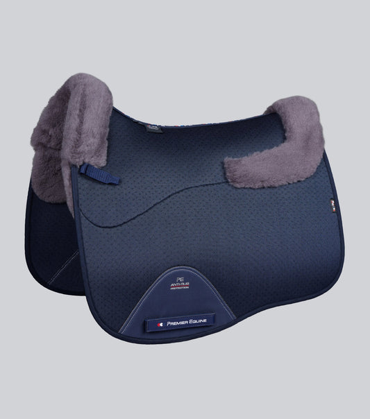 Premier Equine Close Contact Airtechnology Shockproof Wool Saddle Pad - Dressage Square Navy/Grey Wool