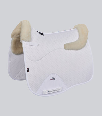 Premier Equine Close Contact Airtechnology Shockproof Wool Saddle Pad - Dressage Square White/Natural Wool