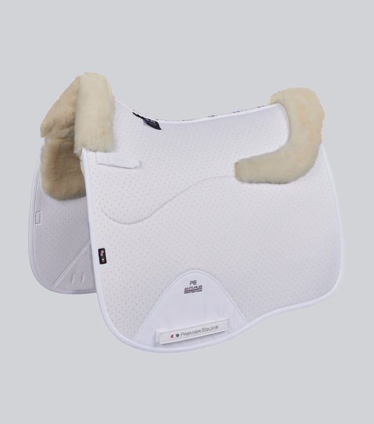 Premier Equine Close Contact Airtechnology Shockproof Wool Saddle Pad - Dressage Square White/Natural Wool