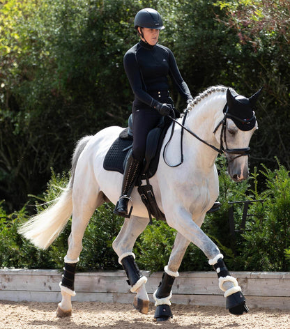 Premier Equine Close Contact Merino Wool European Saddle Pad - Dressage Saddle Pad Black/Black Wool